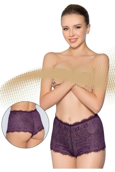 Belinay 3008 Жіночі трусики з мереживом та тюлем, фіолетові, XL