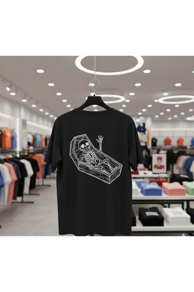 playwear PLAY WEAR Tricou unisex cu imprimeu SKELETON BACKPRINT CASKET V4, cu...