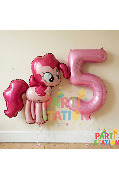 Parti Station My Little Pony Konsept Pinkie Pie Balon ve 5 Yaş Pembe Rakam Ba...