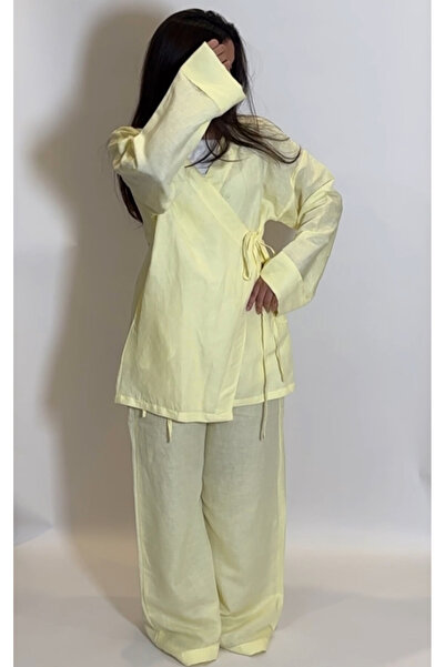 Cérna linen light yellow women's set
