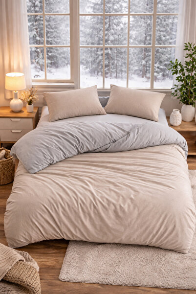 Asilex Home Collection Μονό σετ κλινοσκεπασμάτων σε μπεζ γκρι χρώμα με ελαστι...