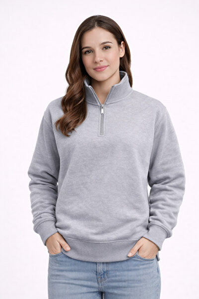 ManifestoGo Women's Stand-Up Collar Zipper Sweatshirt