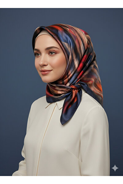 Armine 100% Sura Silk Scarf Nostalgia Series 90X90 Non-Slip Tok Duruş – Navy ...