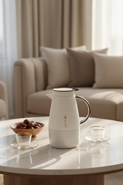 SQUALO Premium 1.5L Stainless Steel Thermos – Tea & Coffee – Pearl White