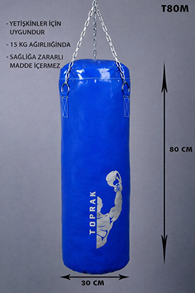 TOPRAK SPORT 80x30 Cm Dolu Zincirli Boks Torbası (Karabina Hediyeli)