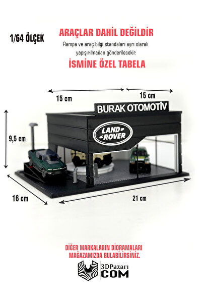 Butik 1/64 Ölçekli Land Rover Diorama Tasarımlı Araç Sergileme Garajı 3D Baskı