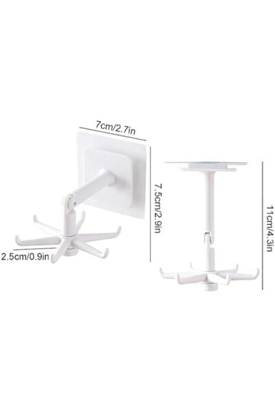 Yıldızan ynsstores Kendinden Yapışkanlı 360 Derece Dönen 6 Kancalı Askı, Düze...