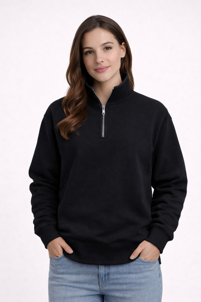 ManifestoGo Women's Stand-Up Collar Zipper Sweatshirt