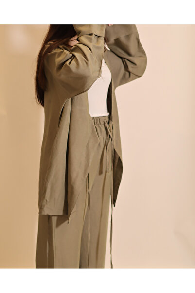 Cérna linen Olive green women's set