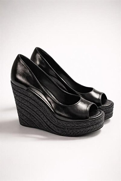 Les Passent Women's Beleon Black Wrinkled Patent Leather 11 cm Platform Wedge...