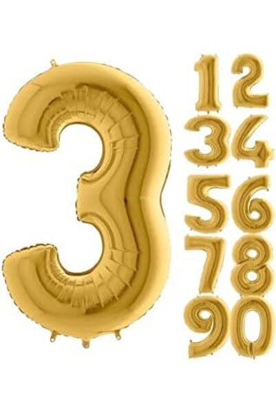 Nacario Nrcrioshop 3 Number Foil Balloons Gold Yellow 16 Inch 1201248