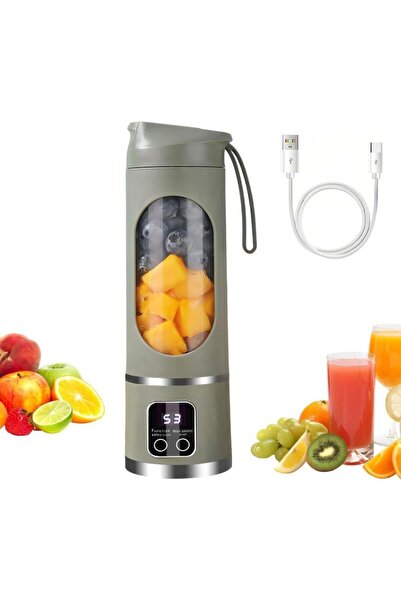 Brivoo® Blender portabil fara fir, 12 lame, smoothie si shake, USB-C, 450 ml