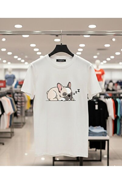 playwear Play Wear Unisex Bol Kalıp Tatliş Köpi̇ş V2 Crew Neck Printed T-Shirt