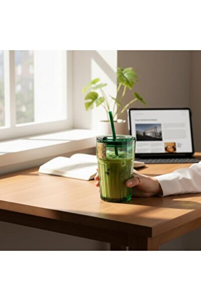 Nacario Nrcrioshop 2 Pieces Emerald Green Glass Mug Cup Coffee Soft Drink Des...