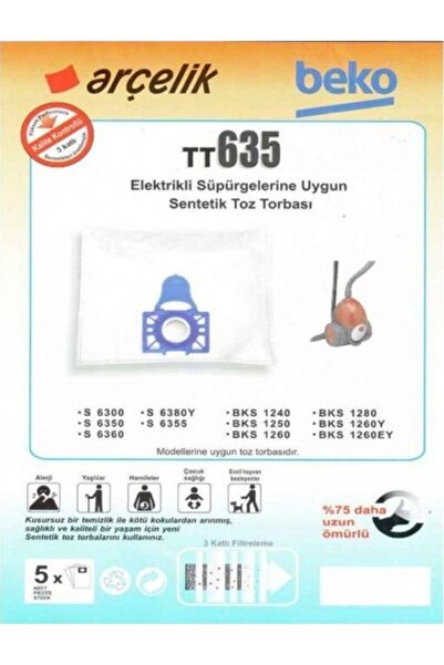 ferhat0 - Beko S6300 6350 6355 6355Yp 6360 6380Y Vacuum Cleaner Dust Bag 20 P...
