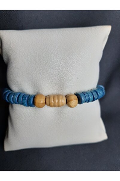 MRYart Oval Bamboo Wood Bracelet 8 mm Navy Blue Unisex