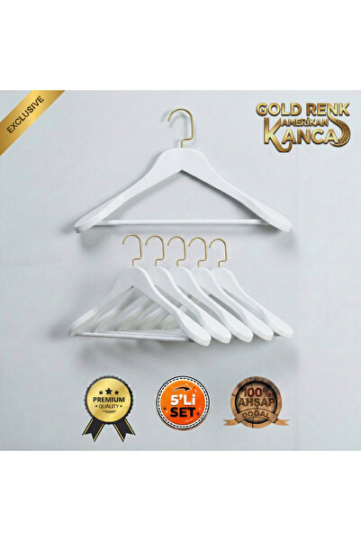 Faravis Atelier مجموعة من 5 شماعات خشبية فاخرة مع خطافات أمريكية فضية وكتف سم...