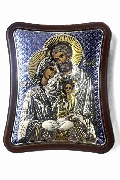 OEM Silver-plated icon Holy Family, wood 8.5x10cm