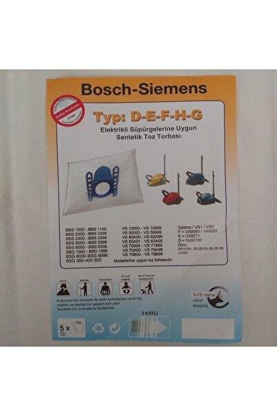 Bosch 20 Pcs Siemens Type D E F H g Vacuum Cleaner Dust Bag