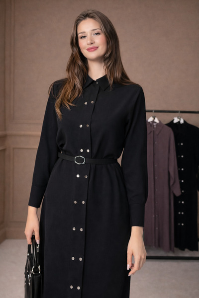 QATREM Önden ÇıtÇıt'lı Kemerli Causal & Business Tunik