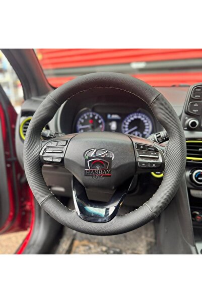 HASBAY DİKİŞLİ DİREKSİYON KILIFI SİYAH / NOKTALI DERİ SİYAH DİKİŞLİ HYUNDAİ B...