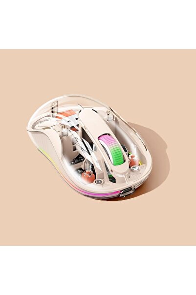 Generic Nexahive Transparent Wireless Mouse M333, Silent Design, Type C Charging Port, USB, BT5.1, RGB light