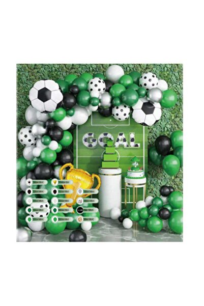 MP Mirific Party Set of 203 balloons, arch type, football theme, green and black
