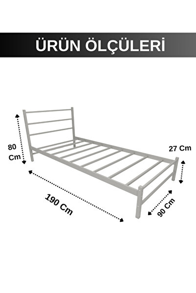 UmkaHome LUXORA 90x190 Metal Karyola – İş Gri | Modern & Dayanıklı Tasarım