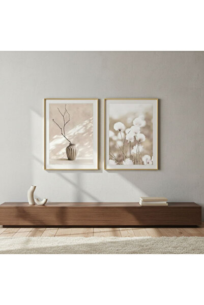 Linacci 2-компонентен комплект от модни стъклени постери с мека рамка от злат...