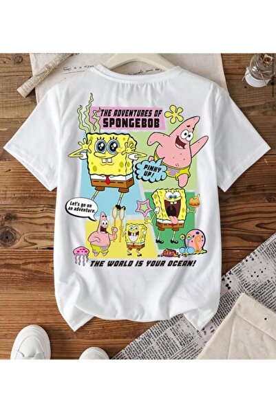 Oceanwear Spongebob and Friends Front Back Printed Crew Neck Short Sleeve Uni...