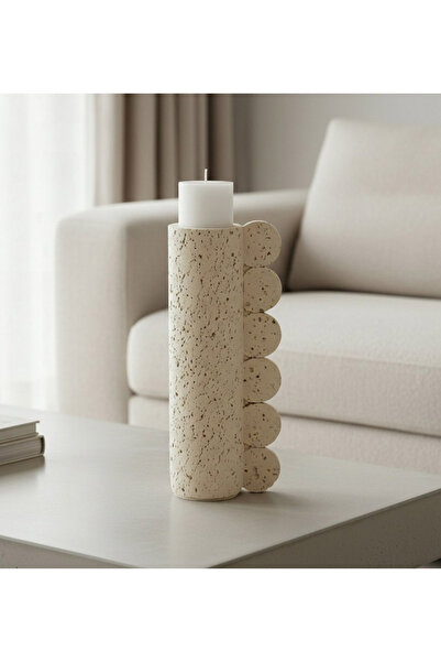 Generic حامل شموع عمودي مزخرف من الراتنج من فريسكو فيلا - 12 × 8 × 30 سم