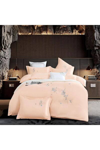 OEM Luxury Double Bed Linen with Elegant Embroidery, 4-Piece Set