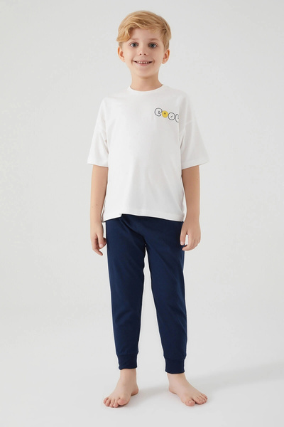 Rolypoly Costum de pijama alb cu maneca scurta pentru baieti