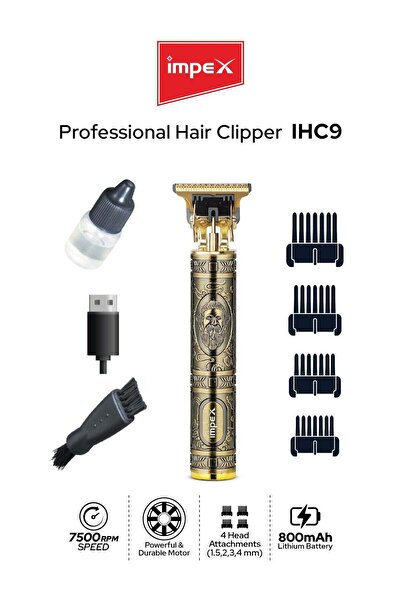 İMPEX Professional Hair Clipper Hair Trimmer, 800mAh Rechargeable Battery,4 A...