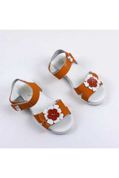 tino Sandale din piele naturala , pentru fetite , decorate cu flori 3257-PORT...