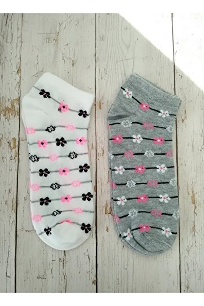 EfemİcGiyim Colorful Daisy Figured Thin Striped Booties Socks 12-Piece Pack