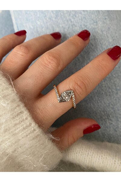 Pinery Jewels إصدار محدود - خاتم نسائي بحجر الزركون المثلث قابل للتعديل من ال...