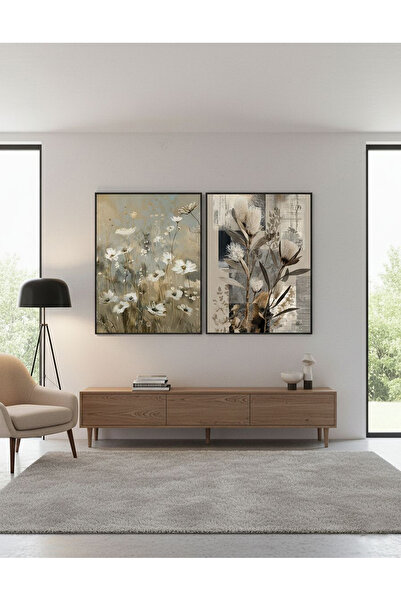 Linacci Double Black Metal Frame Gray Floral Glass Table Set