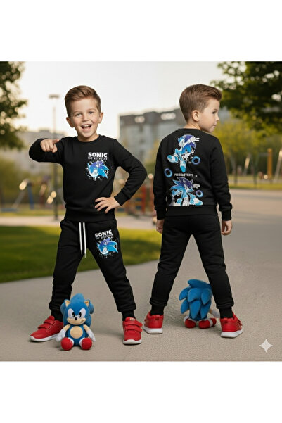 jeliboomkidswear طقم للأولاد مكون من قطعتين بطباعة سونيك، مناسب لجميع المواسم