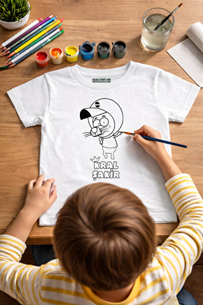 BaskılıTshirt Kral Şakir Tişört Boyama Seti – Çocuk Full Set Fırçalı, Kreatif...