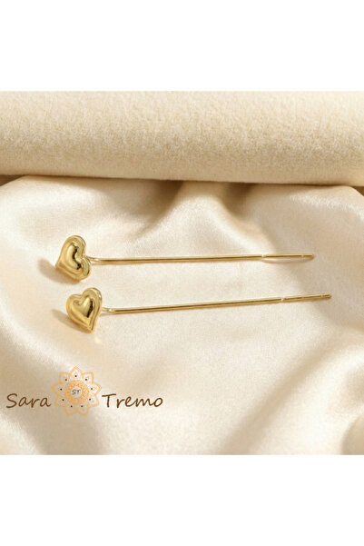 SaraTremo Heart Life Earrings – 18K Gold Plated Wire Earrings from Brazil