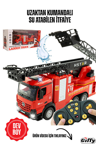 giffy Uzaktan Kumandalı İtfaiye Su Atabilen Dev Boy 40 CM Şarjlı Işıklı Ses E...