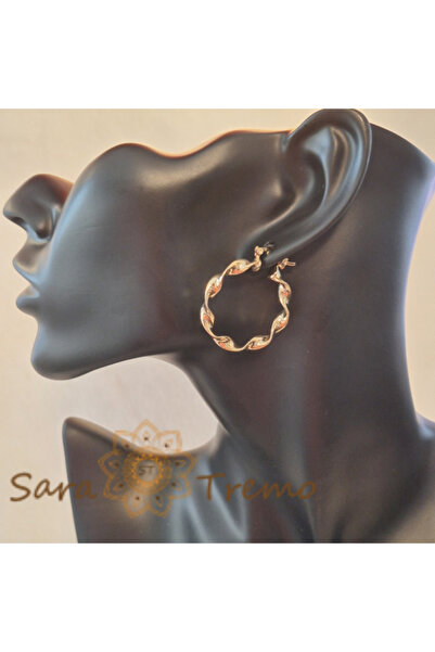 SaraTremo Watt Round Braided Gold-Plated Earrings - Diameter 3 cm
