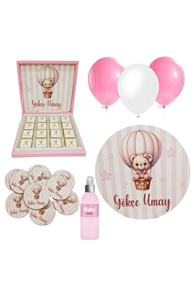 mutlu adım Bebek Doğum Hediyelik Süsleme Seti Çikolata Ahşap Magnet - Kapı Sü...