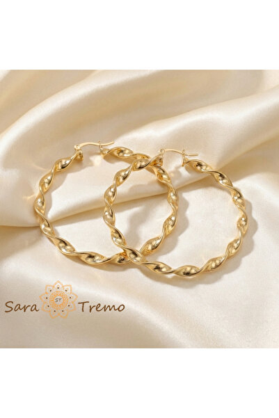 SaraTremo Royal Spiral Earrings – Twisted Round Earrings 5 cm plated 18K Brazil