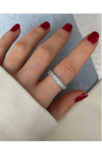 Pinery Jewels Limited Edition - Women's Ring with Row of Zircon Stones and Bo...