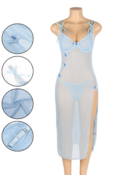 Lingerie and Fashion Style See Through Mesh Butterfly Backless Long Lingerie ...