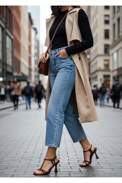 Miss Mitto Women's Brown Ankle-Adjustable Stylish Pole Model Evening Dress Sh...