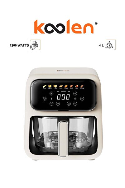 Koolen Air Fryer Glass Basket - 4 L - 1200W - LED Display with Intuitive Touc...