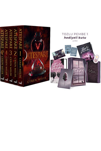 İndigo Kitap Ateşpare 5 Kitaplık Kutulu Set - Ciltli ve Tozlu Pembe 1 Hediyel...